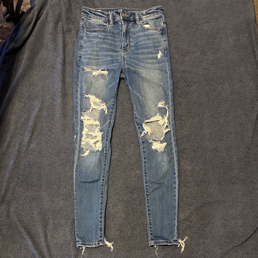 American Eagle Outfitters Ripped Blue Skinny Jeans